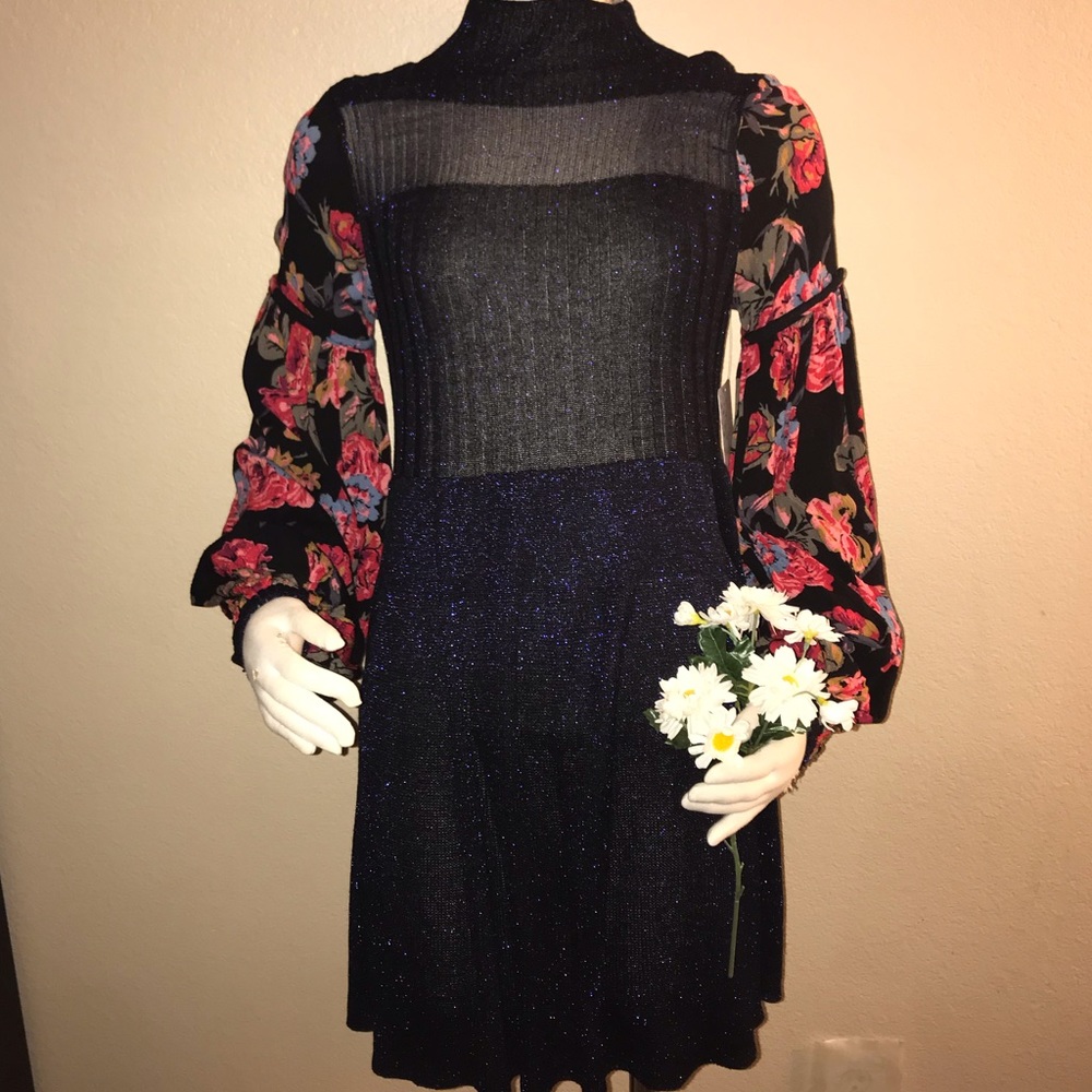 🌼HP🌼 Free People Floral Rose Roses Shimmer Dress - Picture 4 of 8